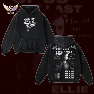 [Hoodie Swe Tee] The Last of Us Ellie Williams Sayal 320gsm Acid Washed Sweatshirt Streetwear Culture Boxy Silhouette Statement Piece High Street Fashion Grunge Aesthetic Cyber Y2K Graphic Edge Retro Gamer Apparel Endure Survive Firefly Logo