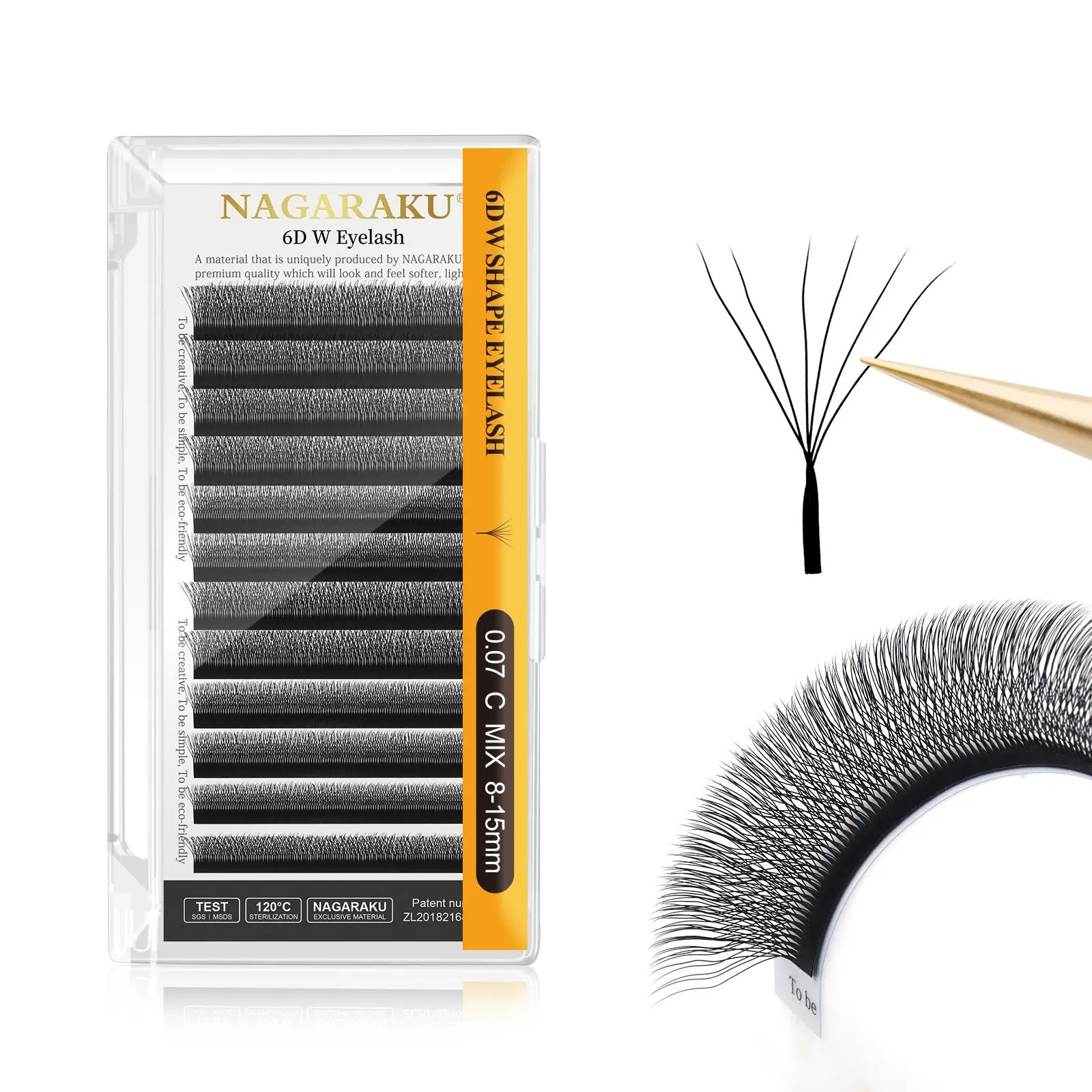 NAGARAKU 6D W Shape Eyelashes Flowering Bloom Premade Fans Eyelash Extensions Makeup 0.07 Autofan Bundles