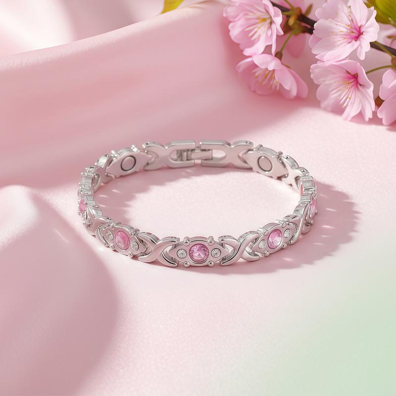 EMPTAN Women's Magnetic Bracelet with Diamonds - Energy Magnet Bracelet - Modern Fashion Metal Wristband - Trendy Jewelry Gift for Her, Valentine's Day Gift