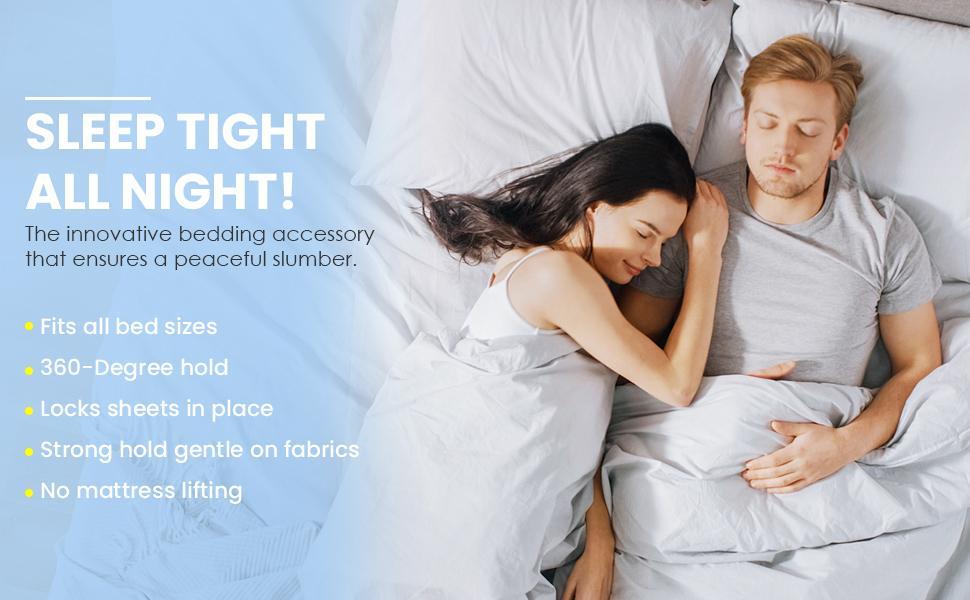 Bed Sheet Holder Straps, Adjustable Fitted Sheet Fasteners, Keep Sheets Snug No Slipping, Heavy Duty Elastic Mattress Sheet Clips for All Bed Sizes, Easy to Install Sheet Grippers for Home Bedroom Hotel Dorm Room, Washable and Durable Sheet Fixer