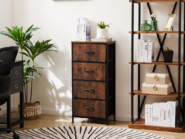 Dresser for Bedroom, Storage Drawers, Skinny Fabric Storage Tower with 4 Drawers Dresser for Bedroom, Storage Drawers, Skinny Fabric Storage Tower with 4 Drawers