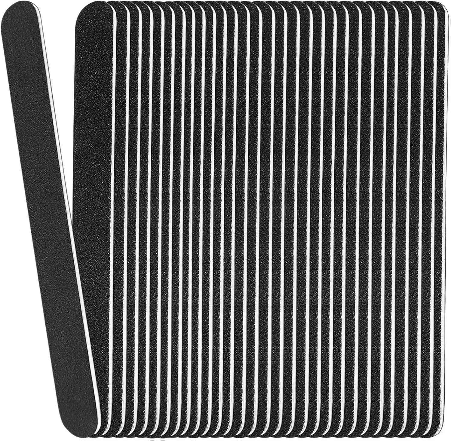 (24 Pack), 100/180 Grit Wooden Nail File for Natural Nails, 7 Inches Emory Filers Manicure Tool Set Disposable Nail File for Home Salon Black