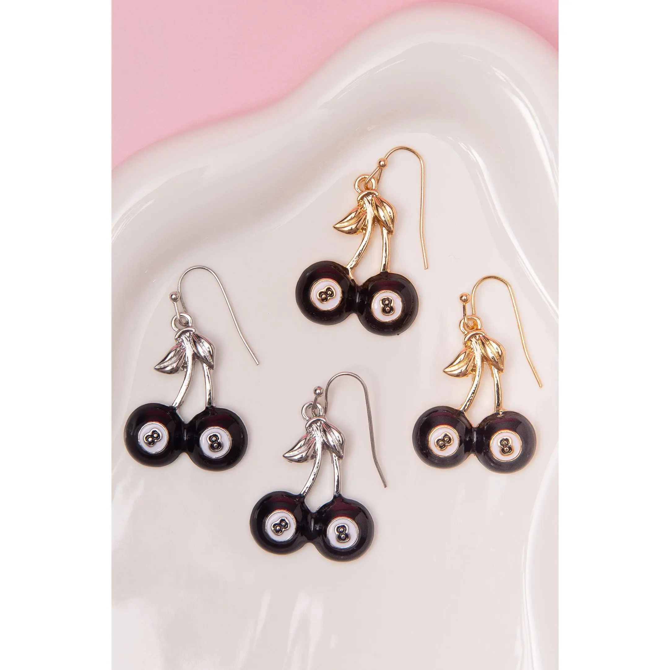 Vivienne High Stakes Cherry & 8-Ball Dangle Earrings
