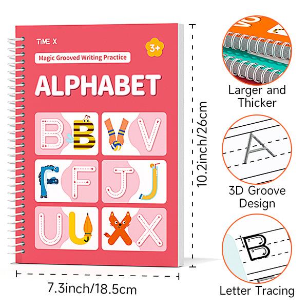 2026-TIMEX Reusable Grooved Handwriting Workbook for Kids, Learning Materials, 6 Books–Early Elementary,Math, Words, Drawing –Gift for Child,Easter's Day