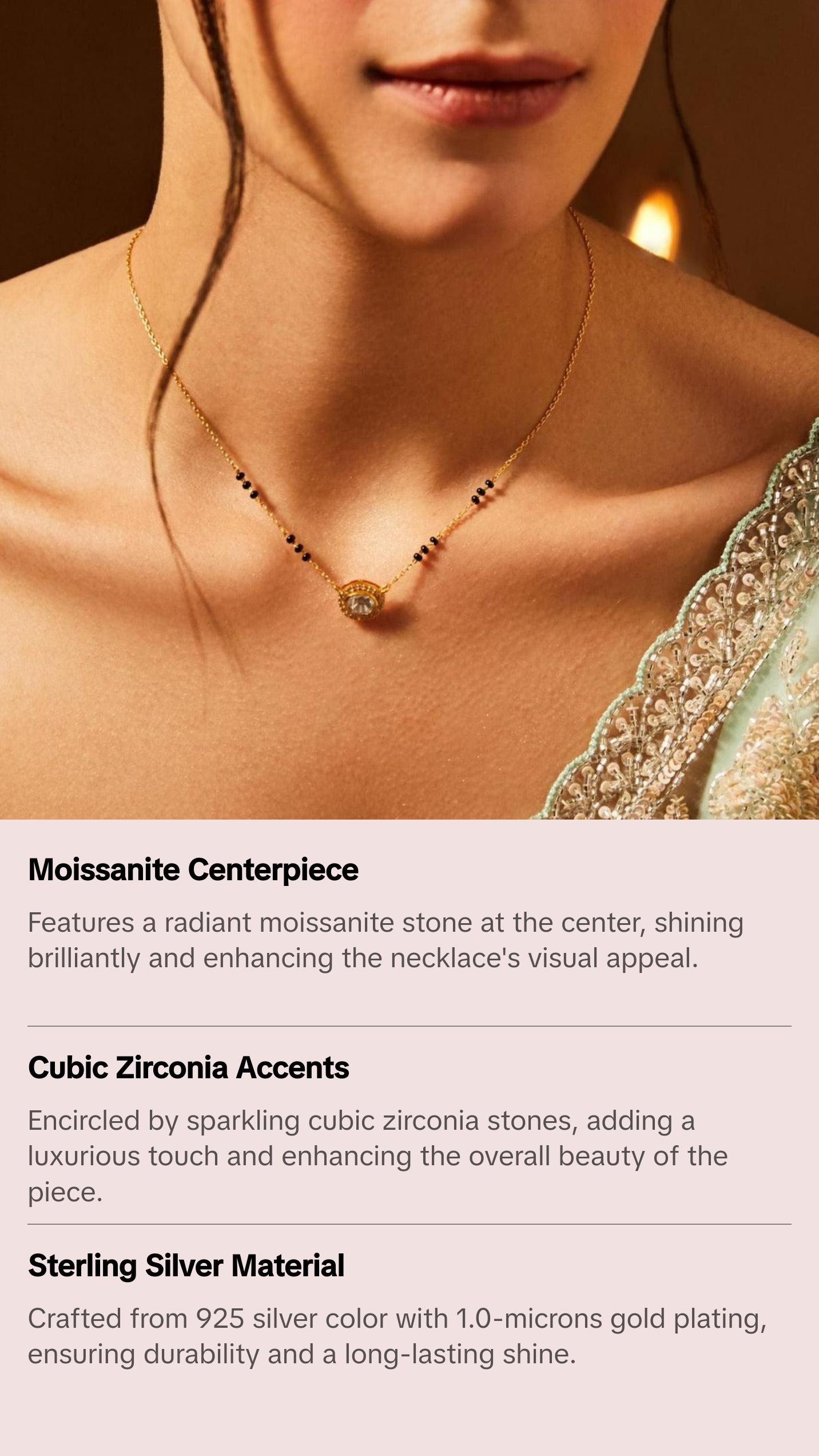 Classic Moissanite Silver Mangalsutra Necklace