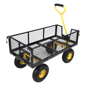 Garden Mesh Cart 900lbs 408.2kg Load Bearing Side Detachable Steel Beach Garden Wagon for Warehouse