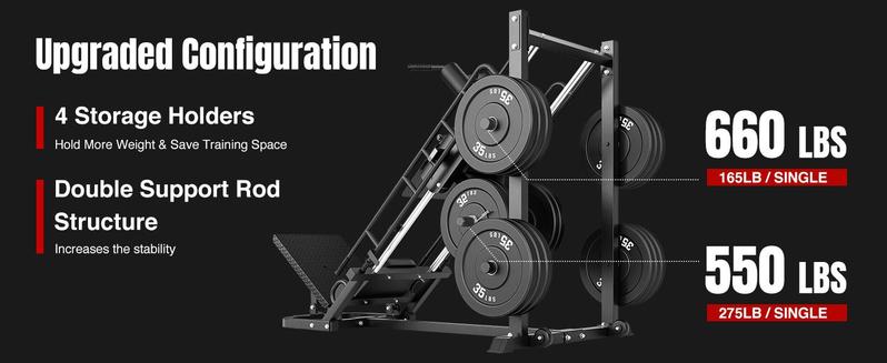 Dripex Leg Press Machine – Home Gym Leg Press & Hack Squat Combo, Adjustable, Roller Bearing, 4 Weight Plate Holders for Full Lower Body Workout