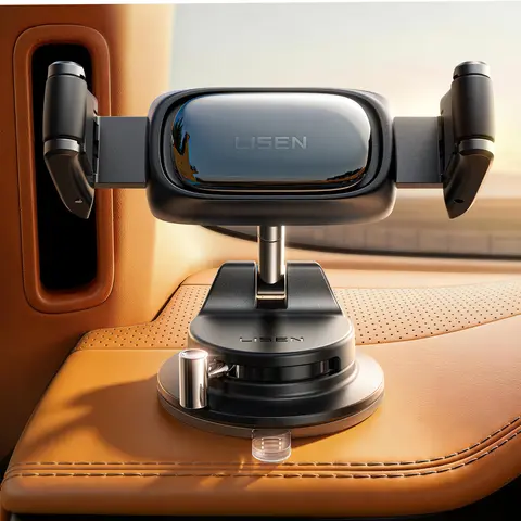 LISEN Auto-Adjusting Phone Holder 360-Degree Rotating Phone Mount (upgraded clip for easy attachment and removal), Suitable For 4-7 inch Smartphones Such as iPhone, Samsung, Google, and Nokia Dashboard Mounting Car Fixing Clips toolupgrade techvibes