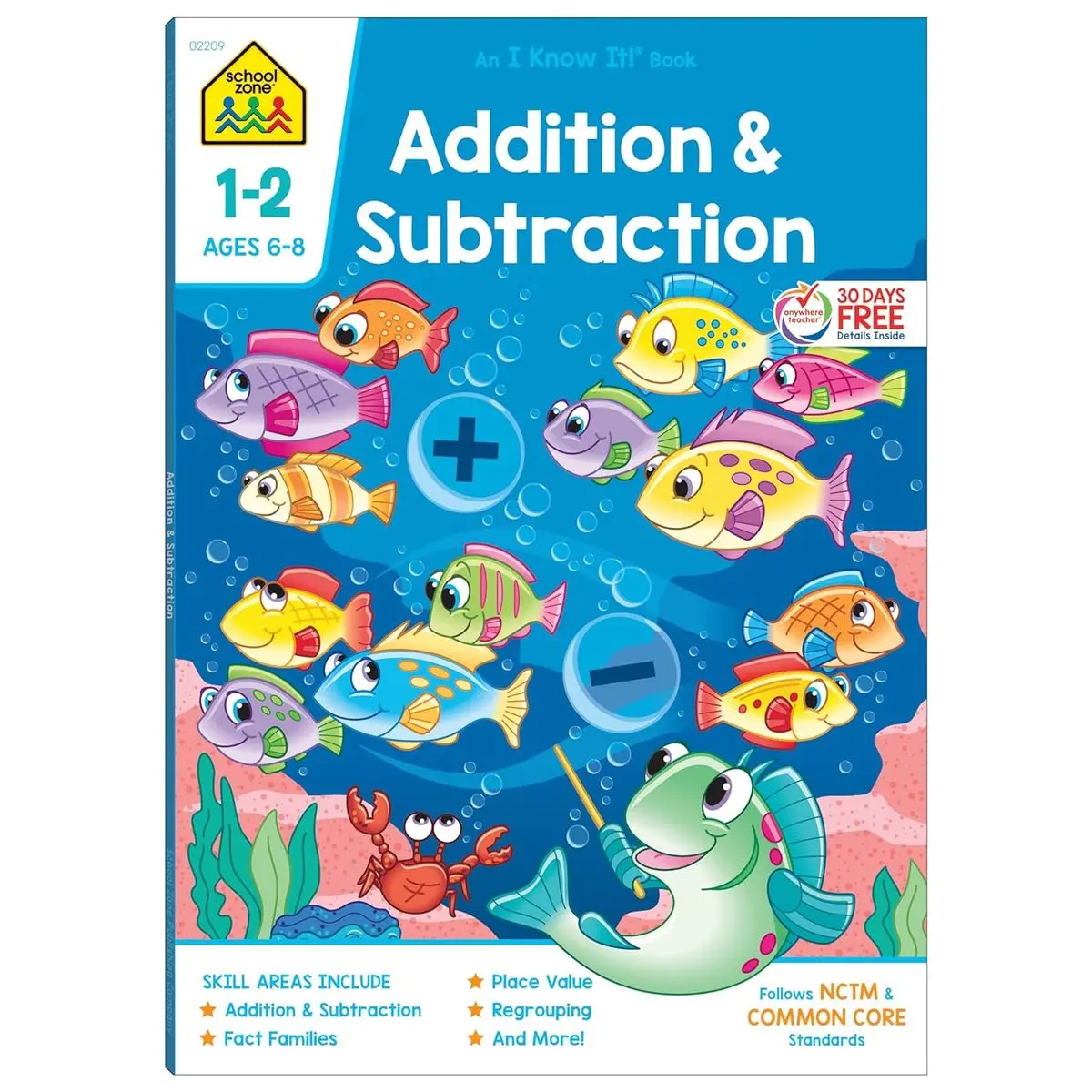 School Zone Addition and Subtraction Workbook: 1st Grade Math, Place Value, Regrouping, Fact Tables, and More (School Zone I Know It!® Workbook Series) Paperback – June 26, 2019