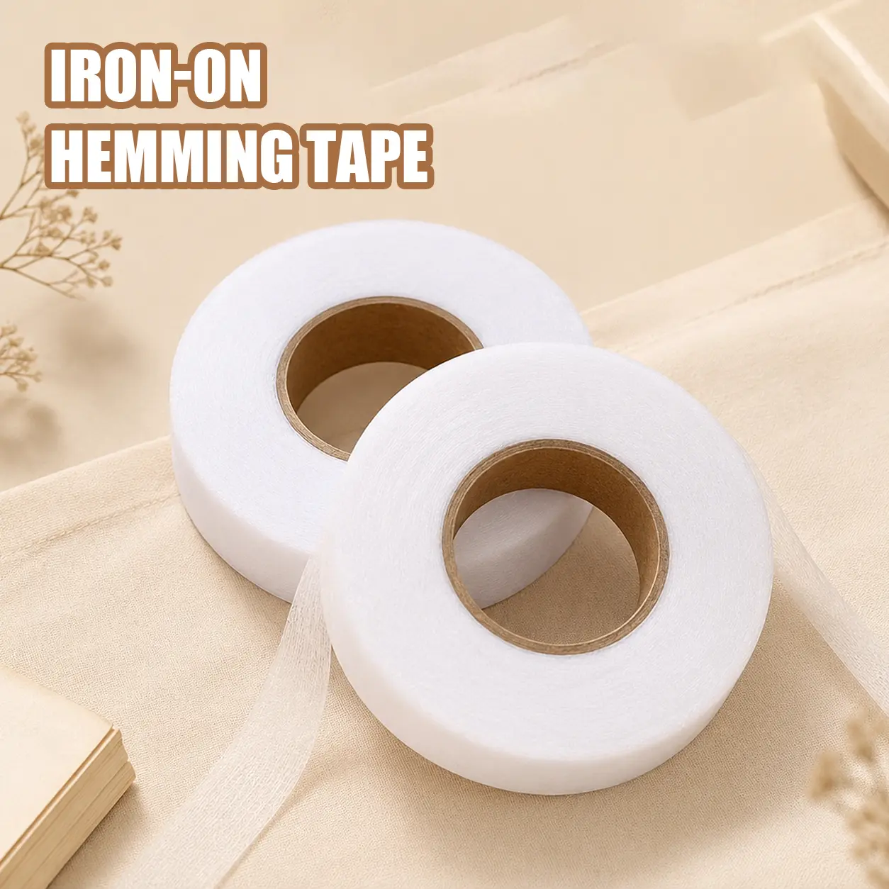 Non-Woven Iron-On Hemming Tape, 0.79 Inch No Sew Double Sided Hot Melt Fabric Adhesive Tape, Invisible Washable Fusible Tape for Pants Legs Shortening & DIY Sewing Crafts, White 2559 Inch Length