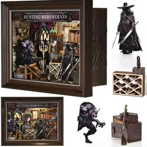 Book Nook Kit Werewolf Hunter DIY 3D Wooden Puzzle Dollhouse Photo frame ornament Model Bookend Building Home Decoration