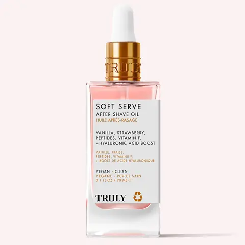 Soft Serve After Shave Oil – Soothes Razor Burn and Redness with Peptides & Hyaluronic Acid – Increases Collagen Production – Prevents Ingrowns and Brightens Uneven Skin Tone for Smoother Legs, Underarms & Pubic Area – Strawberry Vanilla Scent