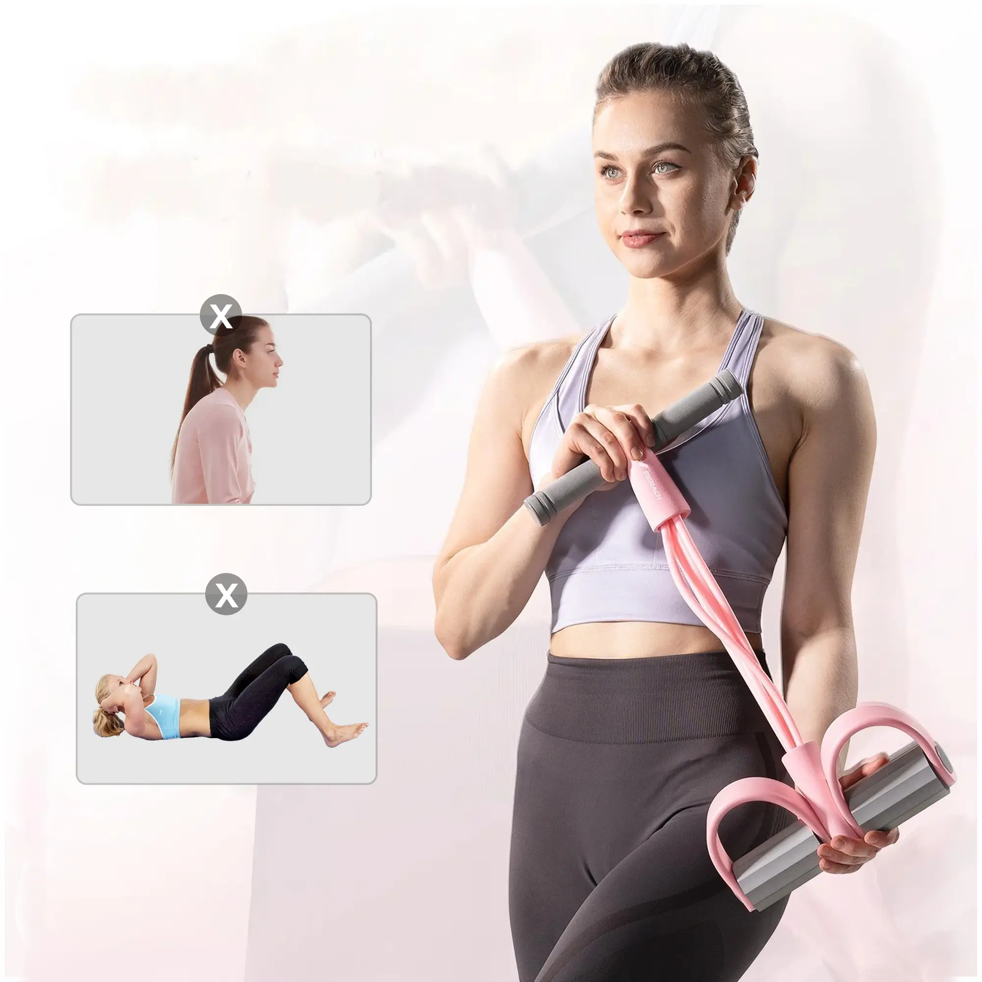 Merach Multifunction Pedal Resistance Band Exercise Device with Elastic Pull Rope for Arm, Leg, Core, Back, Full-Body Workouts at Home Gym BackToSchool