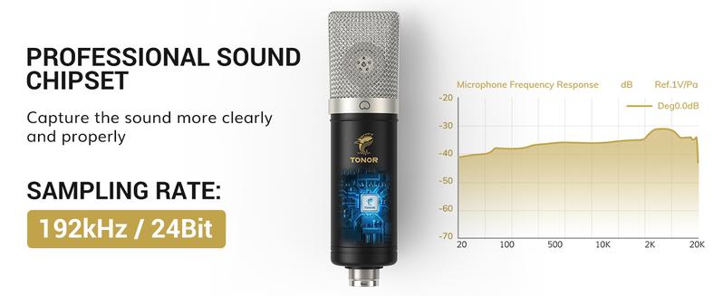 TONOR TC-2030 Condenser Microphone 192kHz/24Bit USB Cardioid with Extended Boom Arm, Spider Shock Mount, Desk Clamp & Pop Filter for Recording, Streaming, Gaming, Podcasting TONOR TC-2030 Condenser Microphone 192kHz/24Bit USB Cardioid with Extended Boom Arm, Spider Shock Mount, Desk Clamp & Pop Filter for Recording, Streaming, Gaming, Podcasting