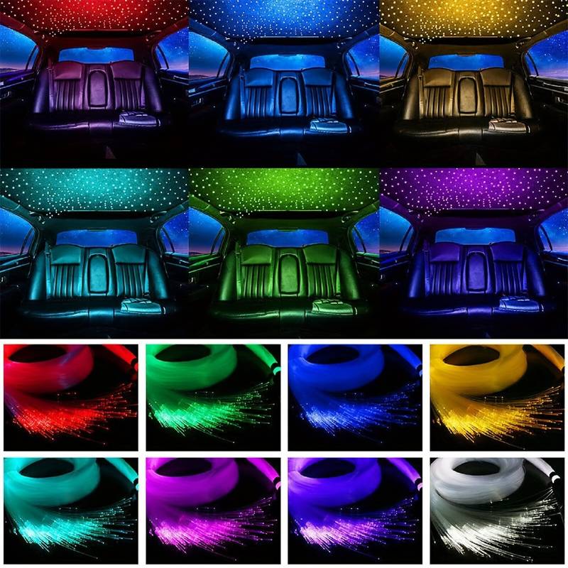 1000PCS Fiber Optic Car Home Headliner Star Light Kit, Roof Starlight Ceiling Lights, Color-Changing, App+24 Key Remote Control, Static 16Color And Rgb Light Change, Fade, Jump, Spark, Mode Speed Sensitivity Adjustment, Interior Led Vehicle