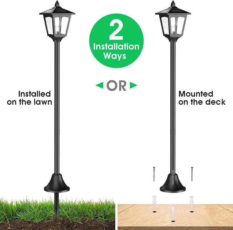 Sunface Outdoor Solar Lamp Post Lights 40-inch LED Waterproof Auto-On Dusk to Dawn for Garden Easy Install Energy Saving IP65 Durable