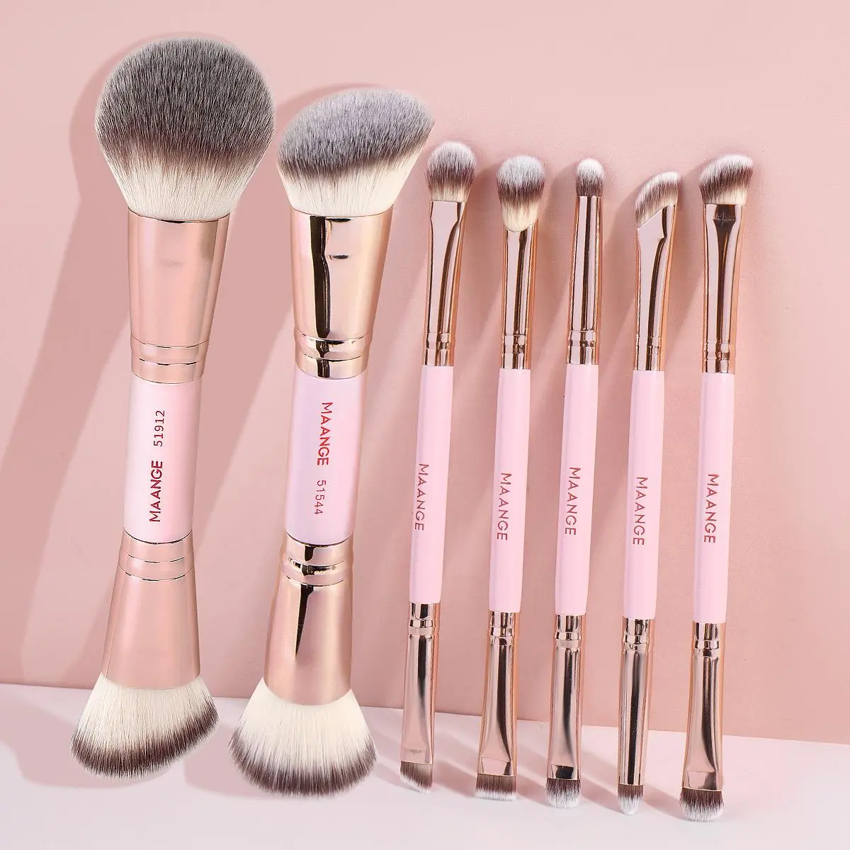 Maange 7-Piece Dual-Ended Makeup Brush Set, Foundation Brush, Blush Brush, Powder Brush, Eyeshadow Brush, Blender Brush, Contour Brush, Concealer Brush, Brow Brush, Makeup Blending Brush, Makeup Brushes Kits, Cosmetic Brushes