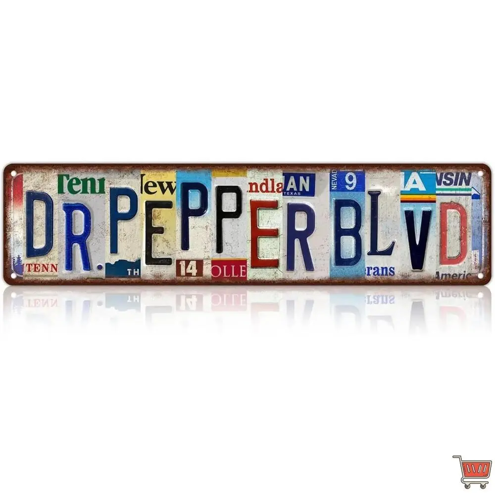 Vintage Dr.Pepper Blvd Wall Decor Street Signs Home Bar Coffee Metal Tin Signs 16 x 4 Inches