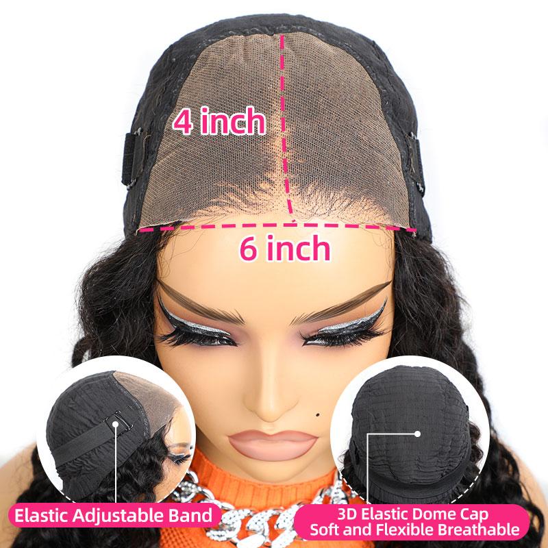 More Face Kinky Curly Pre-Cut Wear Go Glueless Wig Quick Install Pre Bleached Knots 4*6 HD Lace Closure Wigs 180% Density