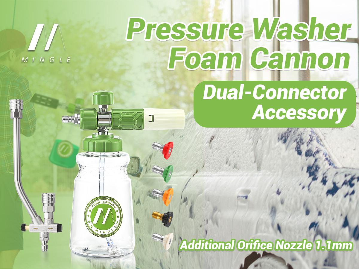 M MINGLE Foam Cannon for Pressure Washer with Dual-Connector Tool, Dual Lance Pressure Washer Wand for Adjustable Snow Foam, M22 and 1/4" Quick Connect, 5 Pressure Washer Nozzle Tips, ChristmasGift M MINGLE Foam Cannon for Pressure Washer with Dual-Connector Tool, Dual Lance Pressure Washer Wand for Adjustable Snow Foam, M22 and 1/4" Quick Connect, 5 Pressure Washer Nozzle Tips, ChristmasGift