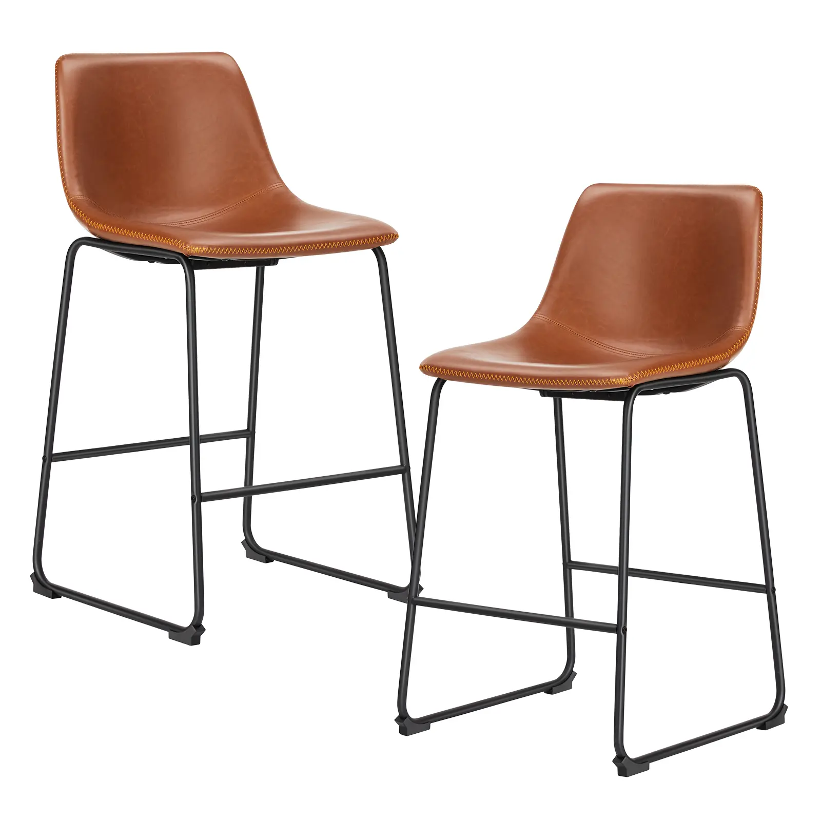 26-Inch Backrest Counter Stools - Faux/PU Leather Waterproof Modern Indoor Chairs with All-Metal Legs, Footrest, Black Accents, Anti-Scratch Protector, 330lbs Capacity, Assembly Required for Home Bar Islands, Happy Hour at Home, Watch Party, Ergonomic Bac