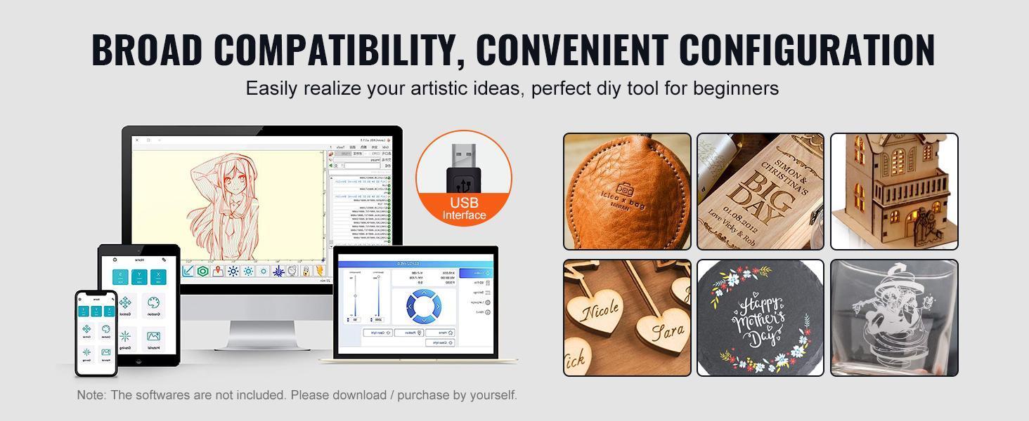 VEVOR Laser Engraver, 5W Output Laser Engraving Machine, 16.1" x 15.7" Large Working Area, 10000mm/min Movement Speed, Compressed Spot with Eye Protection, Laser Cutter for Wood, Metal, Acrylic VEVOR Laser Engraver, 5W Output Laser Engraving Machine, 16.1" x 15.7" Large Working Area, 10000mm/min Movement Speed, Compressed Spot with Eye Protection, Laser Cutter for Wood, Metal, Acrylic