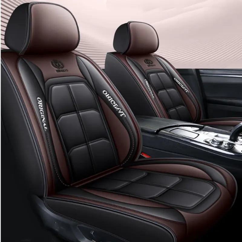 2-Pieces Leather-Look Style Car Seat Covers, Seat Protectors with Easy On/Off Keeps Upkeep Simple, Durable Comfortable Universal Vehicle Accessory for All Cars, Auto Interior Accessory