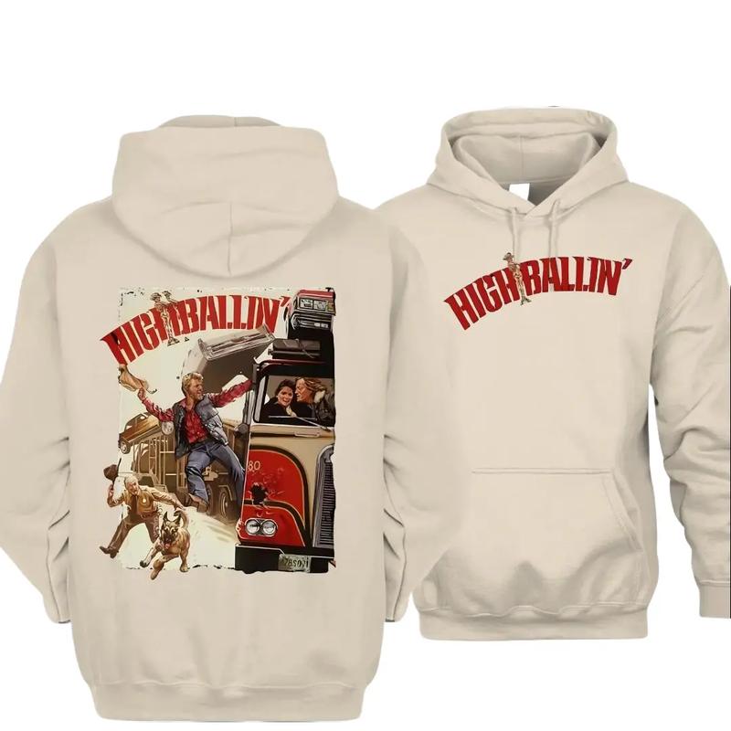 High Ballin Hoodie – Vintage Action Movie Graphic, Retro Truck Scene, Funny Attitude Quote, Streetwear Statement Hoodie