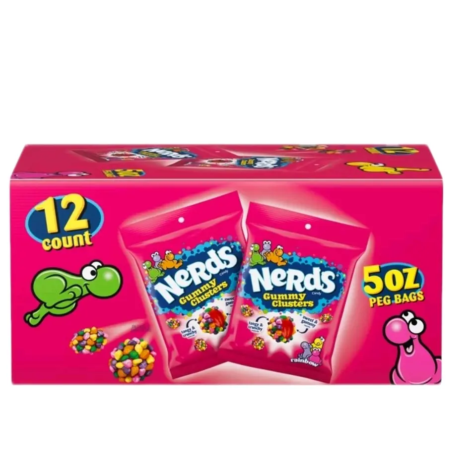 Nerds Gummy Clusters, Rainbow, 5 oz Peg Bag, 12 ct