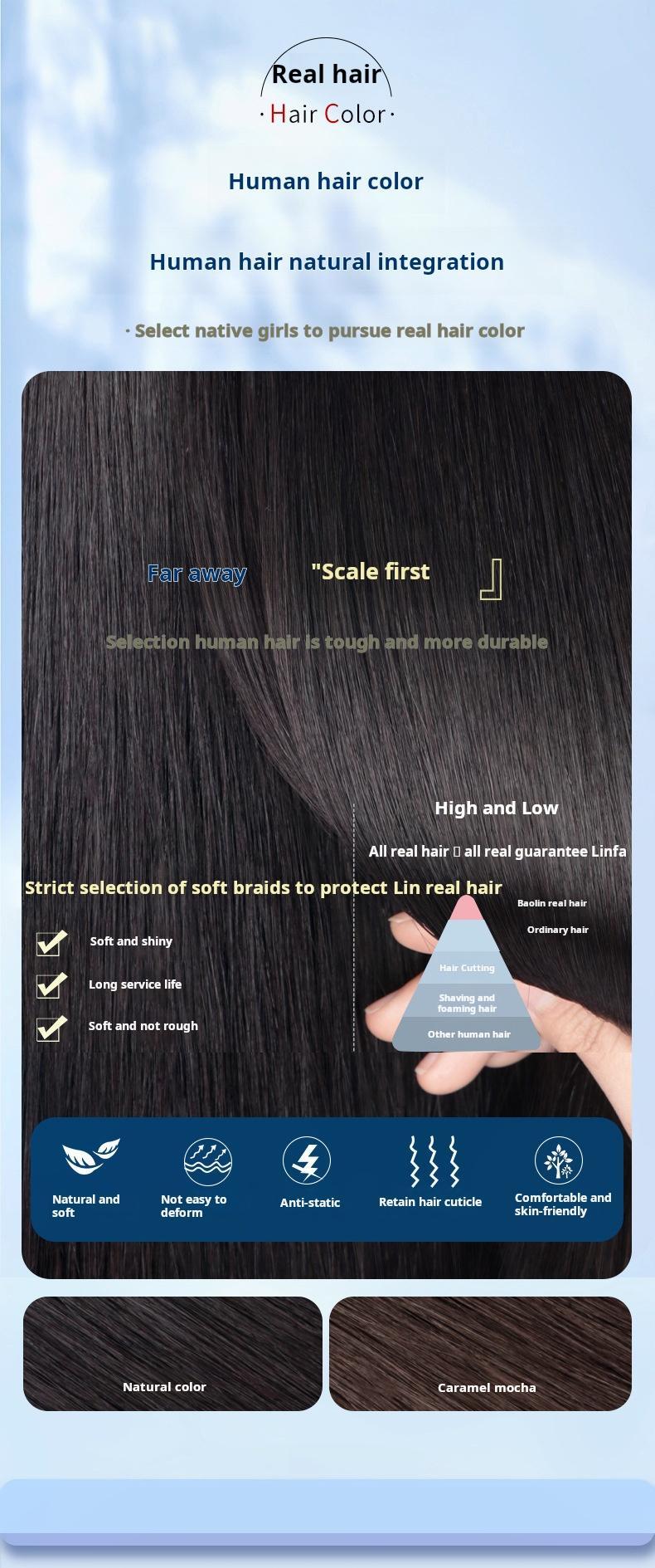 Real Hair Top Piece Bangs Clip-in Extension Natural Straight Lace Front Wig with Baby Hair Lightweight Breathable Daily Wear Human Hair Toppers for Bald Spots Breathable Silk Hair Topper for Thinning Hair wide parting