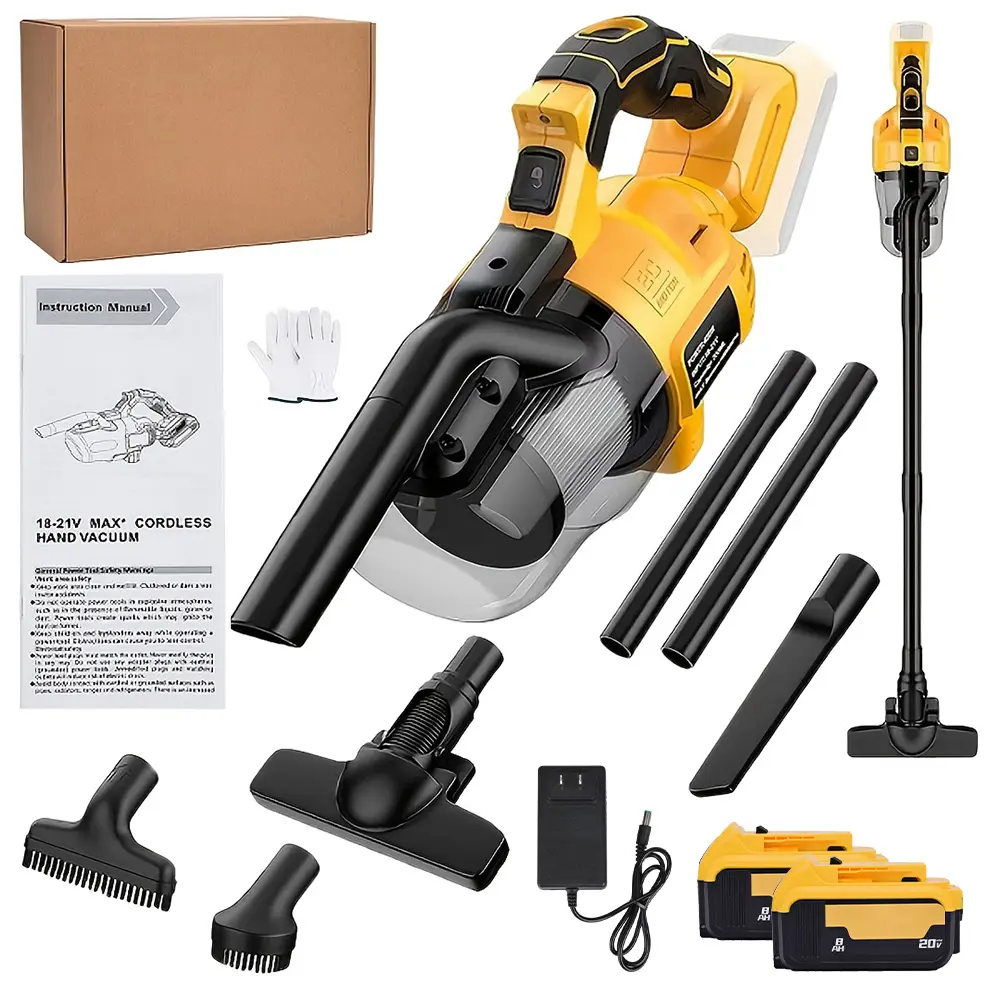 Cordless vacuum cleaner compatible with 20V batteries, featuring powerful 16 kPa suction, a 500W motor, and a HEPA filtration system. Five-in-one multifunctional vacuum for cleaning homes, pet hair, and carpets. Father's Day Gift