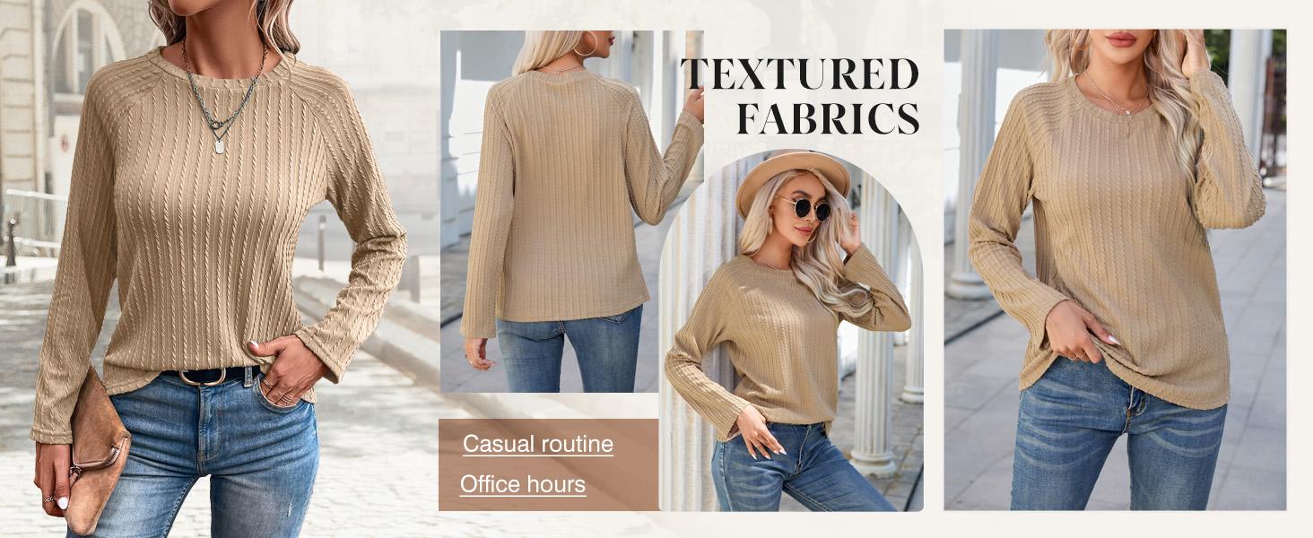 Dokotoo Womens Tops Long Sleeve Lightweight Shirts 2026 Fall Fashion Clothing Trendy Tops Crewneck Knit Basic Tee
