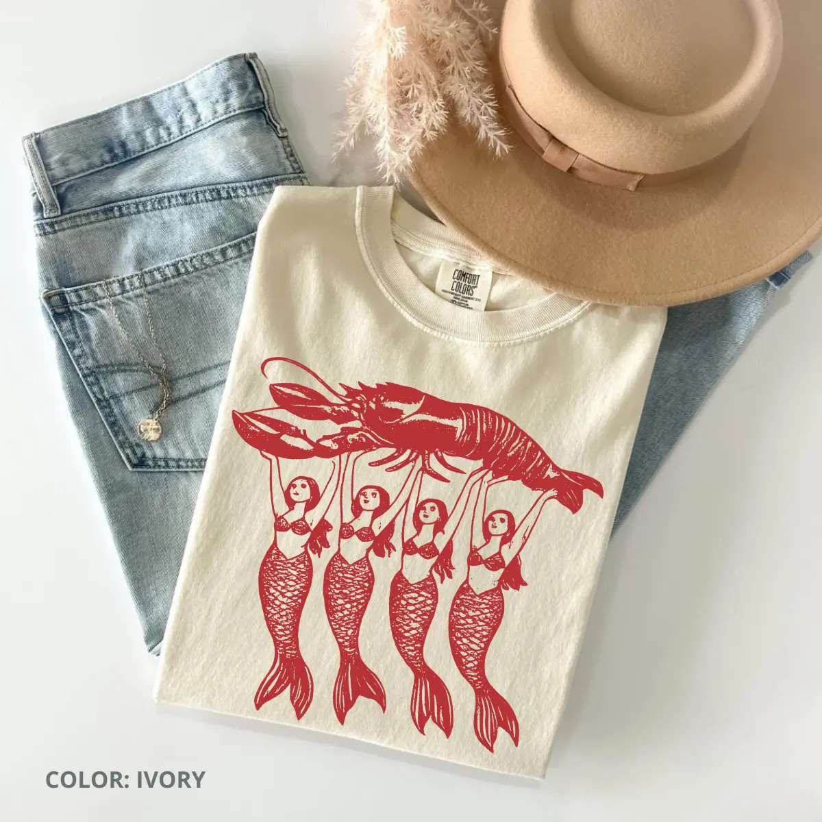 Comfort Colors Lobster T Shirt Fisherman Aesthetic TShirt Mermaid Lobster Coastal Graphic Tee Trendy Summer Clothes Lobster T-shirt