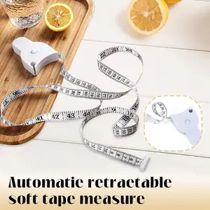 Auto Retractable Ruler Body Measuring Tape 60 Inch, White, 3D Auto Lock for Accurate Waist/Hip Measurement