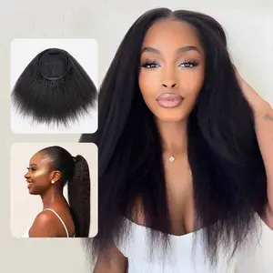 [WEAR GO Half Wig]QVR Glueless Kinky Straight Half Wig 3 In 1  Human Hair Protective Hairstyle