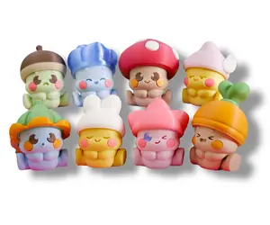 Adorable Peasy Peas & Friends - 3d Printed Articulated Mushroom Figurines