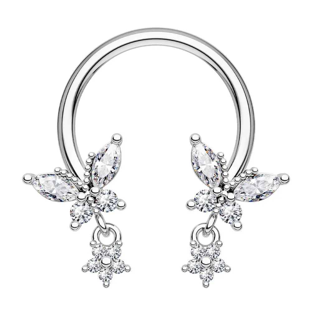 OUFER 16G Stainless Steel Unisex Butterfly Charm Dangle Star Drop Horseshoe Septum Ring - Body-Safe, Non-Tarnish, Built to Last Bling Effect Dainty Body Jewelry for Septum, Conch, Helix Piercings, Daily Wear, Septum Piercing