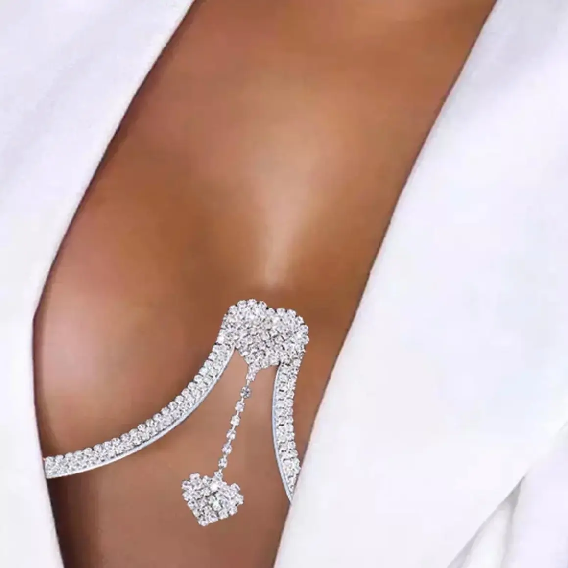Silver heart body chain