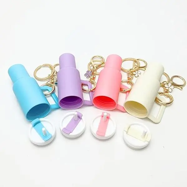 Fashion Keychain Tumbler Cup - Removable Lid Lip Balm Holder, Multifunctional Kawaii Accessories, Keychain for Bags, Exquisite Birthday Gift, Christmas Stocking Stuffer, Lip Balm Holder Keychain