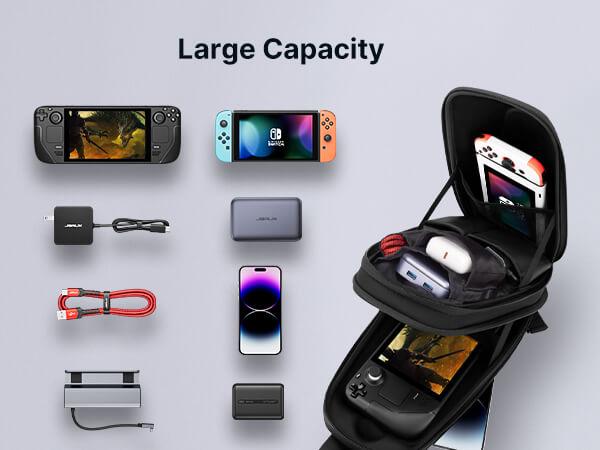 JSAUX Sling Bag for Steam Deck (OLED)/ROG Xbox Ally X (2025)/Xbox Ally/ROG Ally (X), Carrying Case with EVA Hard Shell, Double-layer Case for Docking Station & Accessories, Crossbody Bag for Travel