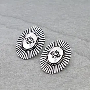 Western Oval Aztec Stud Earrings