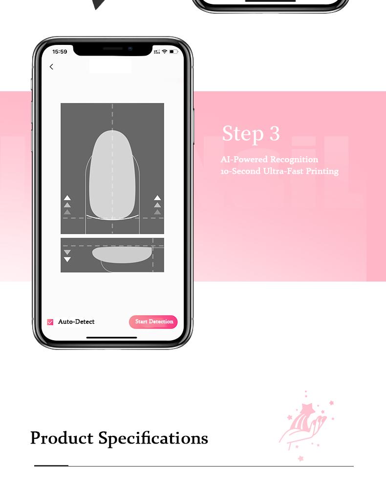 Nail Printer Nail Art Machine Portable 3D Digital Printer for Nail Art DIY Control Through Mobile App with 1000+ Designs & 10s Fast Printing for Beauty Personal Care