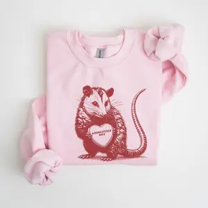 Possum Valentines Sweatshirt Funny Valentine Sweater Absolutely Not Opossum Meme Sweater Vintage Animal Heart Crewneck Possum Lover Gift