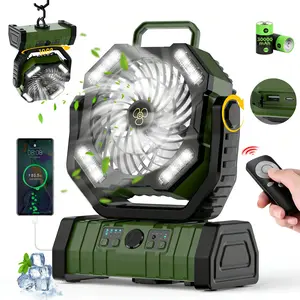 2026 Newest 30000mAh Portable Outdoor Fan, 270° Auto-Oscillating Rechargeable Camping Fan with LED Light, Remote Control, Battery Powered Tent Fan with Hook, 2026 World Cup Gear, Emergency Outage, Jobsite, Golf Cart & Travel Essentials