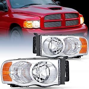 Nilight 2002 2003 2004 2005 Ram 1500 2500 3500 Headlight Assembly Chrome Housing Amber Corner Clear Lens Headlamp Replacement Driver and Passenger Side 2 Pack Nilight 2002 2003 2004 2005 Ram 1500 2500 3500 Headlight Assembly Chrome Housing Amber Corner Clear Lens Headlamp Replacement Driver and Passenger Side 2 Pack