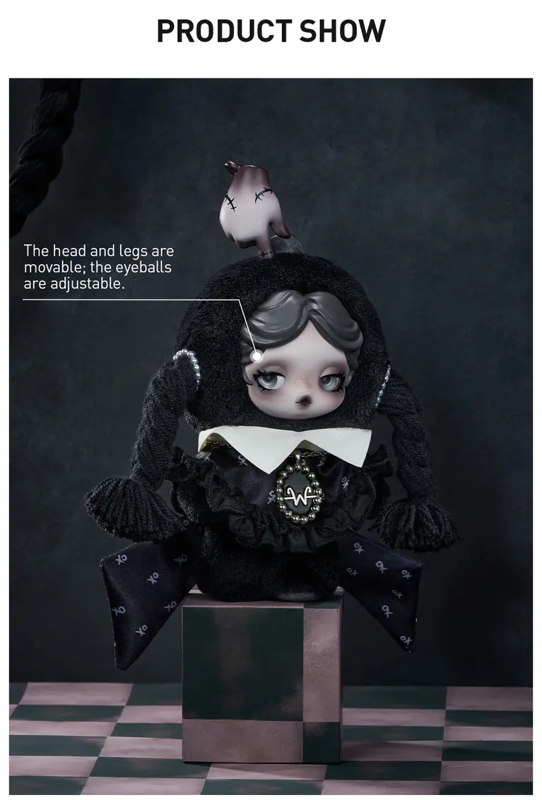 POP MART SKULLPANDA × Wednesday Plush（Classic Dress Version