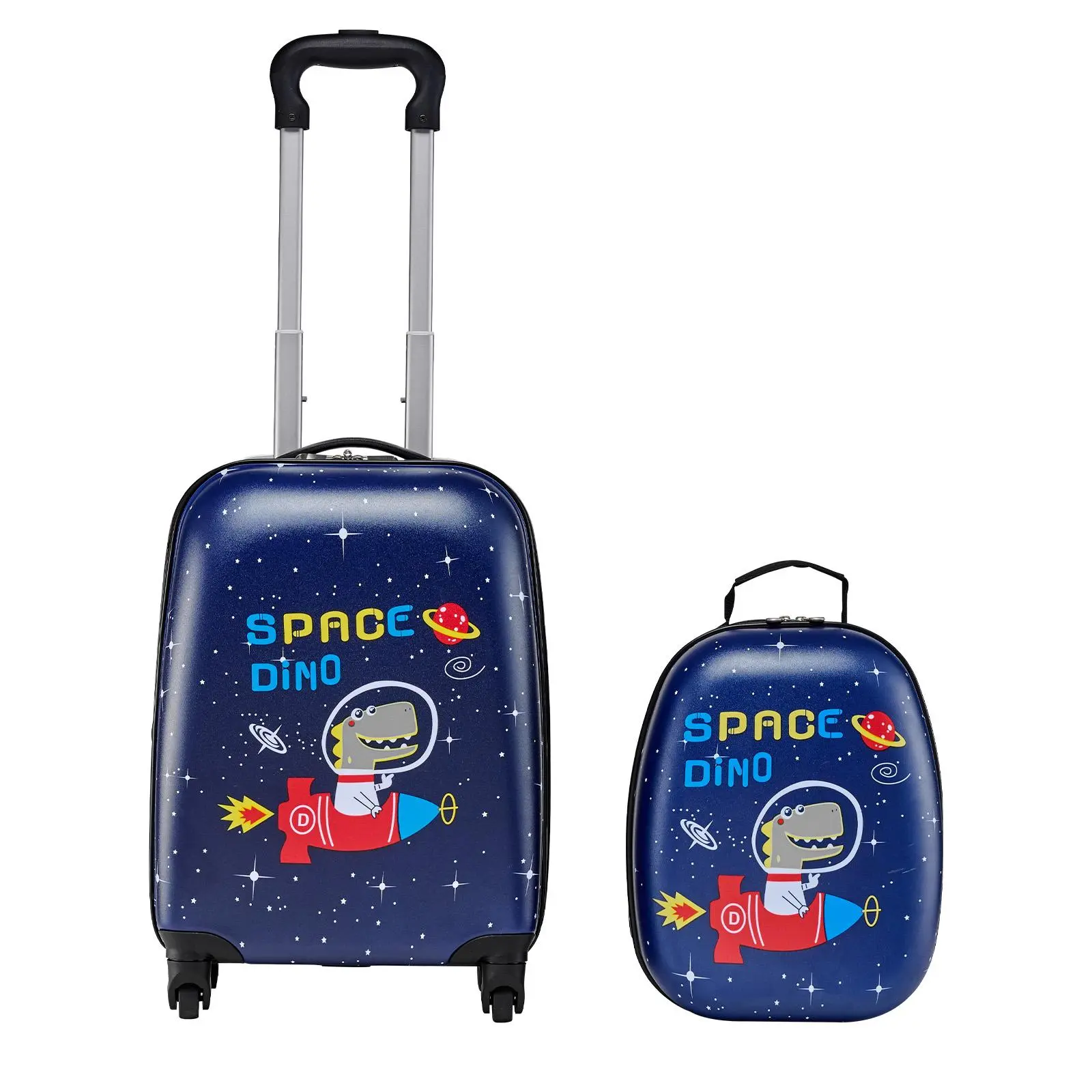 【SummerFinds】VEVOR Kids 2-Piece Hardside Luggage Set - 18in Rolling Suitcase with Synthetic Double-Zipper Graphic Hard-Shell Backpack, Airline-Approved School Backpacks, Travel Gift for Boys & Girls