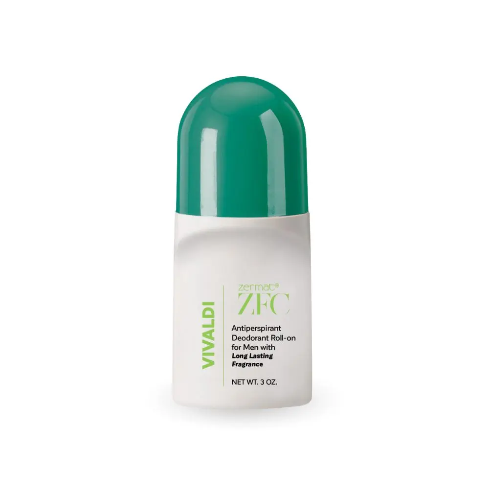 Zermat USA Vivaze Vivaldi Roll-On Deodorant for Men, 24 h Antiperspirant 3 Oz.