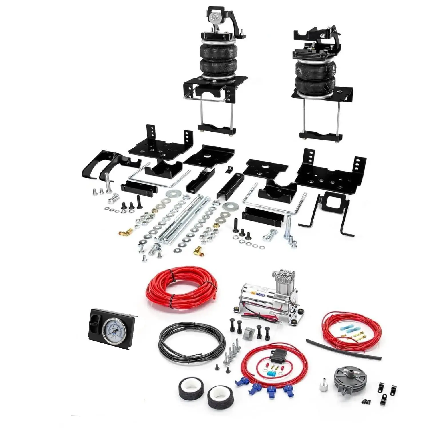 TORQUE Air Bag Suspension Kit and Onboard Air Compressor Kit for 2011-2016 Ford F250 F350 and 2011-2014 Ford F450 4WD only F-250 F-350 F-450 Super Duty Rear Helper 5000 lbs (TR57396)