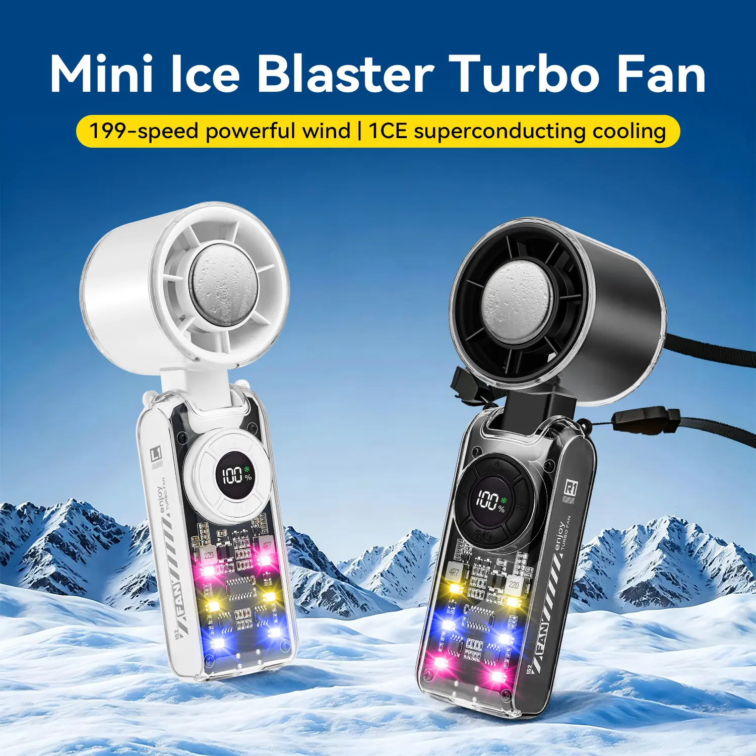 Qawtor 2026 Rechargeable Portable Handheld Fan with Cooling Plate, 199-Speed Adjustable Turbo Fan, Digital Display, 3600mAh Long Battery Life, 5-in-1 Neck & Desk Fan for Travel, Commute, Dorm and Office tiktokshopbacktoschool
